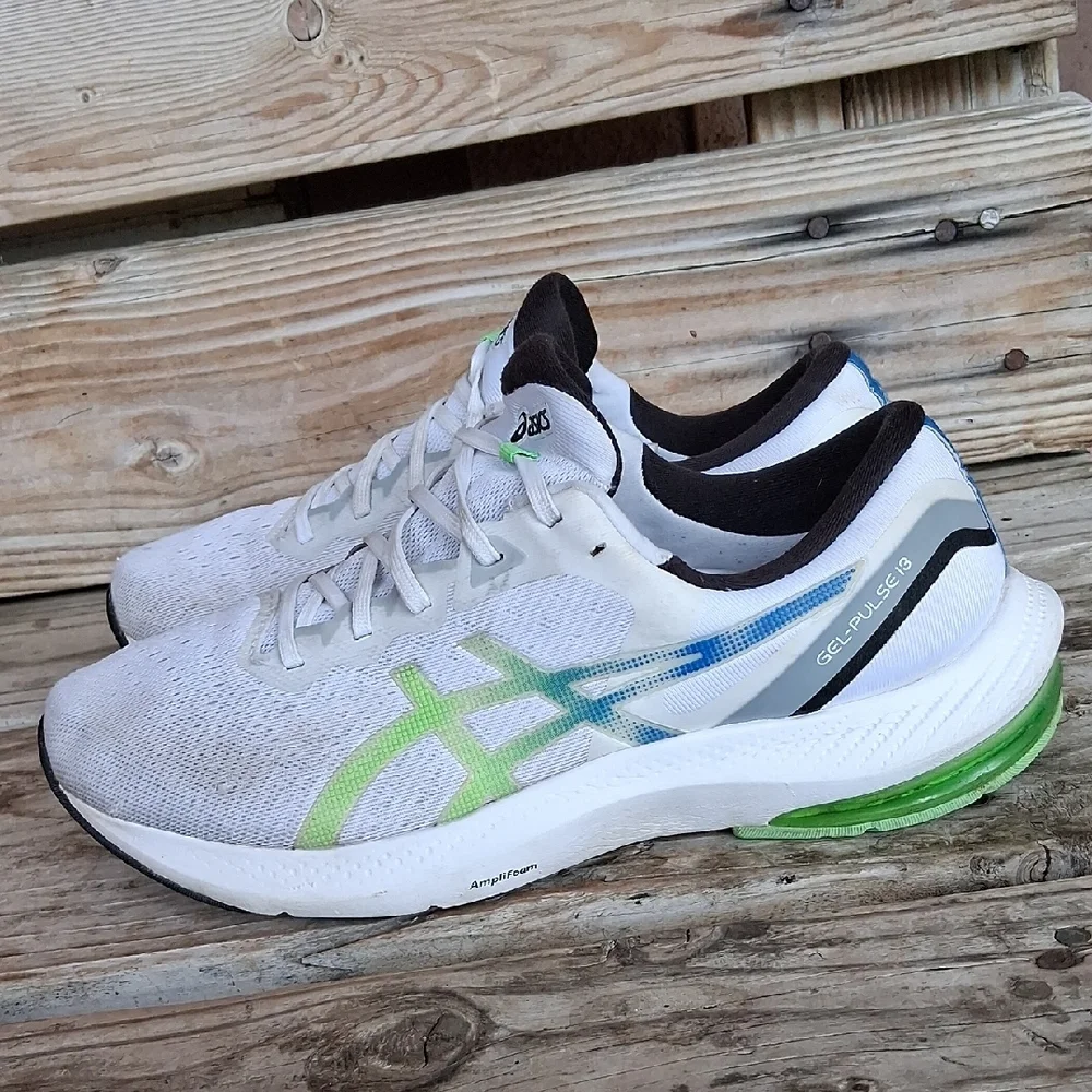 ASICS Gel-Pulse 13 White with Green and Blue Accents - Picture 2 of 10